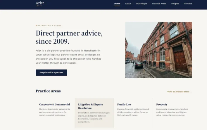 Screenshot of the arist.co.uk homepage